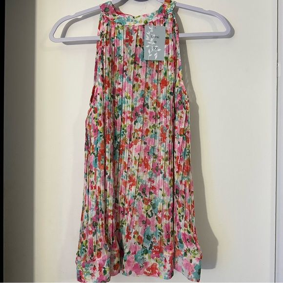 Floral & Ivy sleeveless pink floral print blouse size medium NWT - Picture 1 of 5